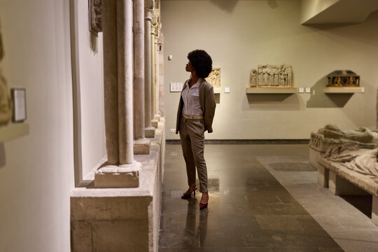 Confident African American businesswoman Visiting Art Gallery Lifestyle Concept