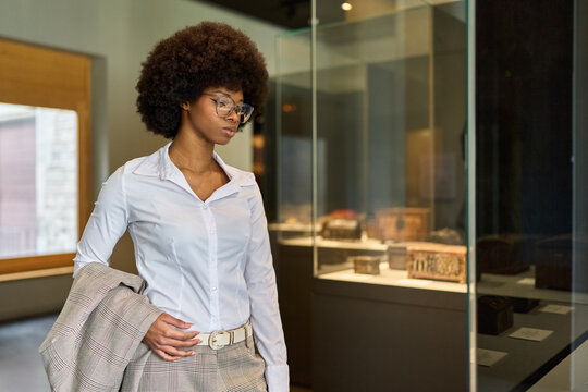 Confident African American businesswoman Visiting Art Gallery Lifestyle Concept