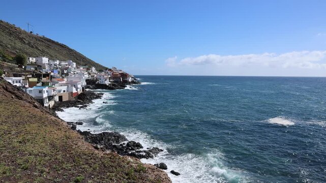  Large waves from Storm Therese impacting coastal area and shoreline infrastructure in Tenerife