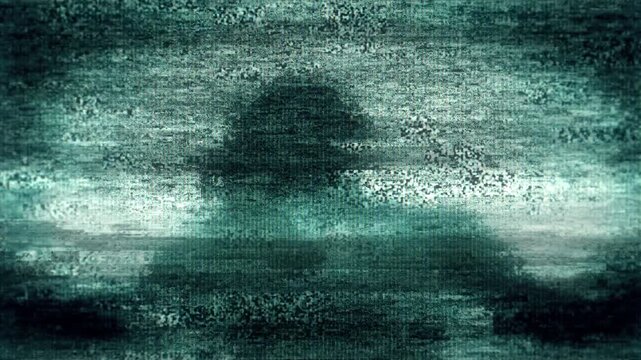 TV Noise Ghost Monster Glitch Animation with Heavy Noise and Signal Interference