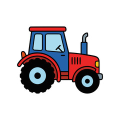 Obraz premium Red tractor, clear flat vector, illustration artwork 
