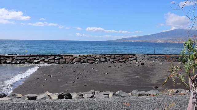 Storm Therese impacting coastal area and shoreline infrastructure in Radazul, Tenerife