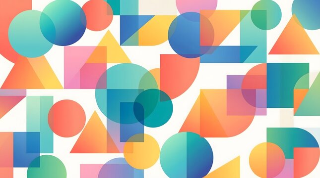 Clean modern minimal geometric pattern background with bright colorful flat shapes.