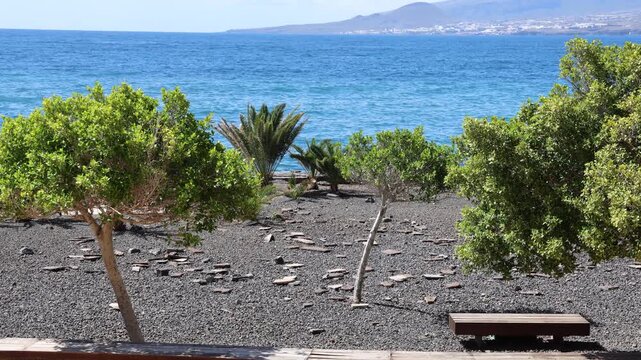 Storm Therese impacting coastal area and shoreline infrastructure in Radazul, Tenerife