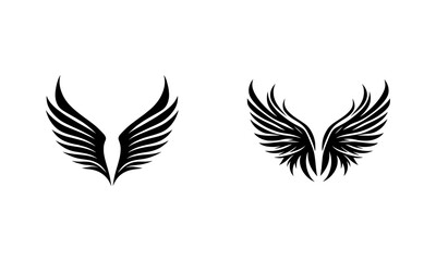 Fototapeta premium Wings Silhouettes and Vector Set in Black and White Collection