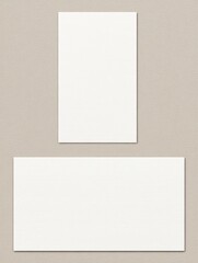Fototapeta premium Minimal Blank Paper Mockup Set with Vertical and Horizontal Cards on Beige Textured Background , Clean Stationery Template for Branding, Business Identity and Design Presentation