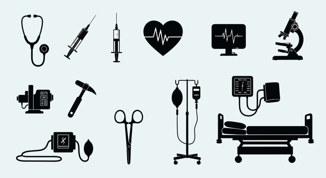 Set of Medical Equipment and Healthcare Icons