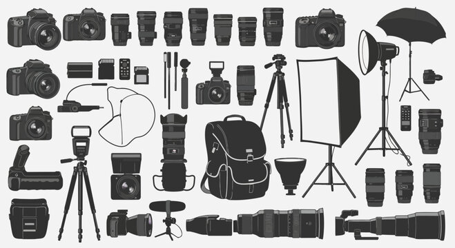 Photography Equipment Icons Set