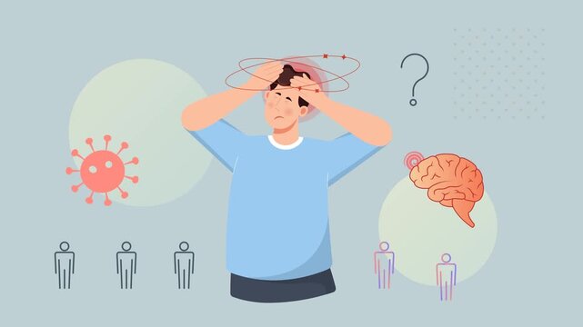 Dizziness lightheadedness, vertigo (spinning), unsteadiness with Headache - Stock Animated Illustration as MP4 File