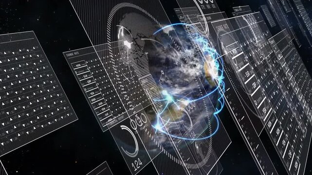 Vertical video: Ping starting globe rotating HUD panels sliding blue arcs coiling to show FX flow