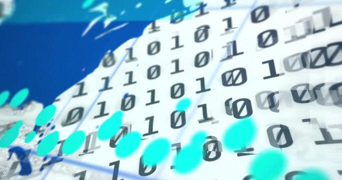 Frame one opening, binary plane rippling, teal dots sweeping, blue map sliding, showing global data