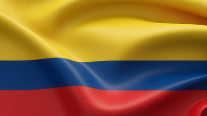 Obraz premium Stunning Colombian flag waving majestically, a symbol of national pride and vibrant culture, perfect for patriotic displays and global events