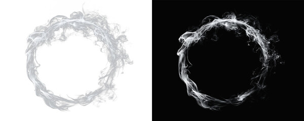 Mystical circle of thick white steam and fog for montage png © Alehandro