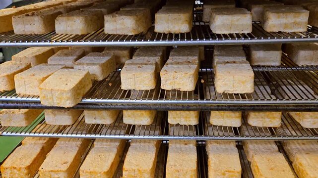 Production of Smoked Tofu Blocks on Industrial Cooling Racks