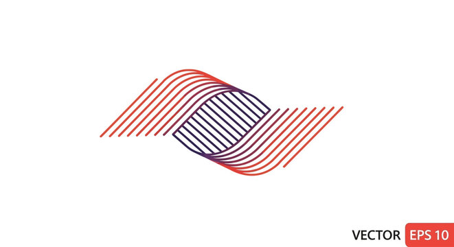 Dynamic abstract flowing lines logo design, featuring red and purple intertwined waves for a modern brand identity or technology concept