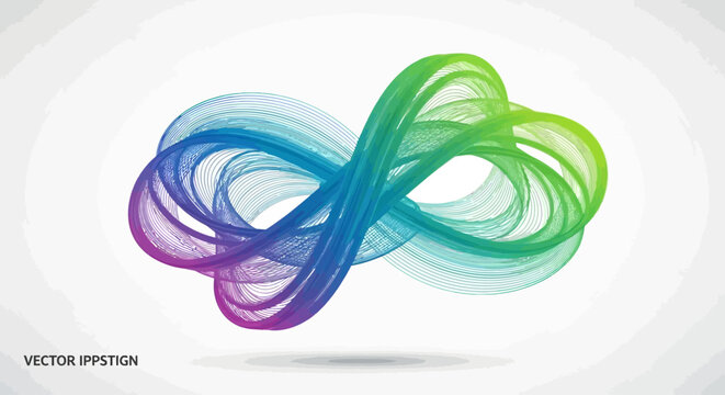 Dynamic fluid rainbow gradient line art forming an abstract infinity symbol, representing endless energy, creative flow, and boundless possibilities in a modern digital design context