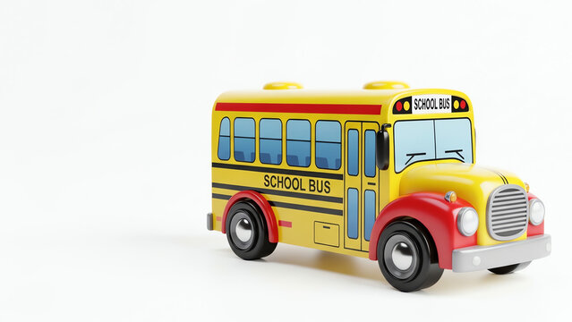 School Bus Toy Rendered in 3d Illustration with a Cheerful Design for Childhood Education Concepts