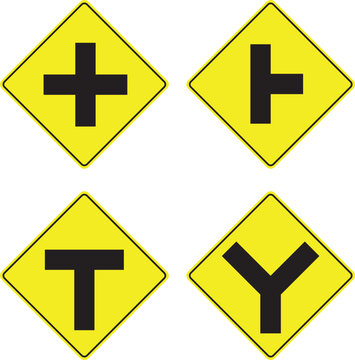 crossroad, intersection, side street traffic sign vector graphics