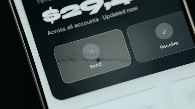 Person taps the Send option for transaction within a banking application