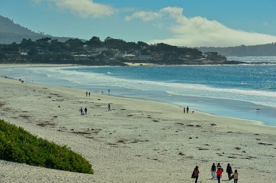 Stunning white sand beach in Carmel, California, on the picturesque Monterey Peninsula.