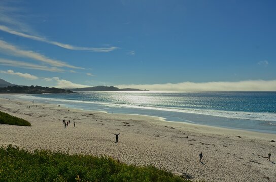 Stunning white sand beach in Carmel, California, on the picturesque Monterey Peninsula.