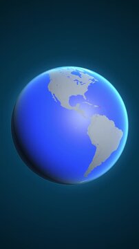 The animation shows a graphic representation of the earth and highlights the location and map of Puerto Rico colored red in vertical format.