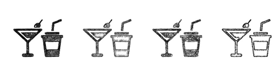 Obraz premium Sketch party drinks icon design set