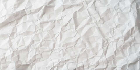 Naklejka premium Crumpled paper texture dominates image. White surface contrasts sharply with black background. Wrinkles create interesting patterns.