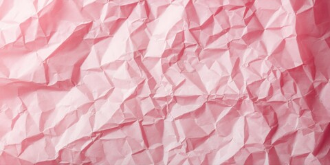 Fototapeta premium Pink crumpled paper texture fills top portion. Black background provides strong contrast, simple composition.