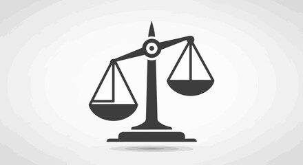 Unbalanced justice scales icon showing inequality on white background