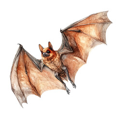 Fototapeta premium Bat, elegant watercolor vector painting with refined details, isolated on a white background.