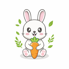 Fototapeta premium Niedlicher Hase mit Karotte