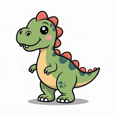 Fototapeta premium cute green cartoon dinosaur waving isolated on transparent background