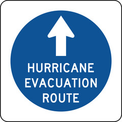Hurricane Evacuation Route Blue Emergency US Road Sign Vector © Griffin9678