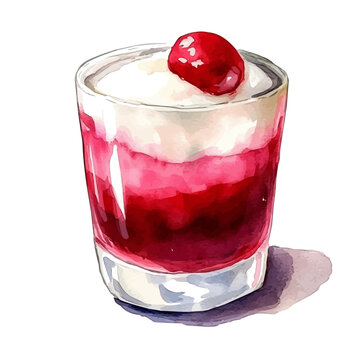 Tapioca Pudding, vibrant painting vector in watercolor style with playful brushwork and lively colors, isolated on a white background.