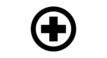 Fototapeta premium Bold black medical cross symbol on white background