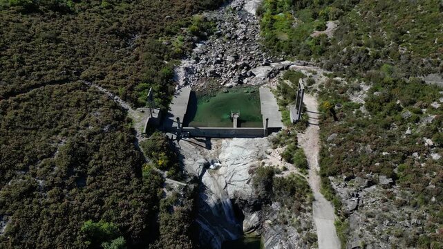 Aerial View of Seven Lagoons Waterfall in Peneda Geres National Park Portugal