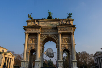 Fototapeta premium Arco della Pace at Piazza Sempione in Milan Italy IT
