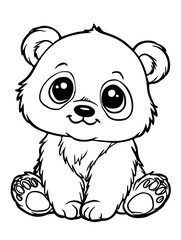 Obraz premium Cute panda bear sitting on the ground coloring page.