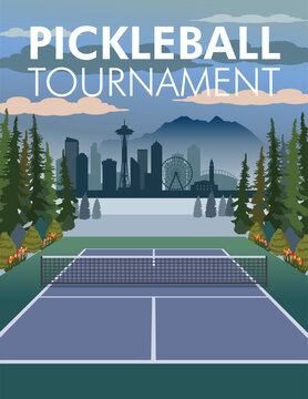 Seattle Pickleball Tournament Template Vector Illustration