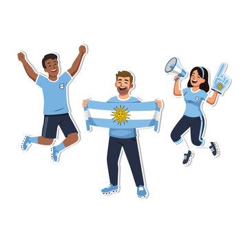 Uruguay Sport Soccer Fans Vector Illustration