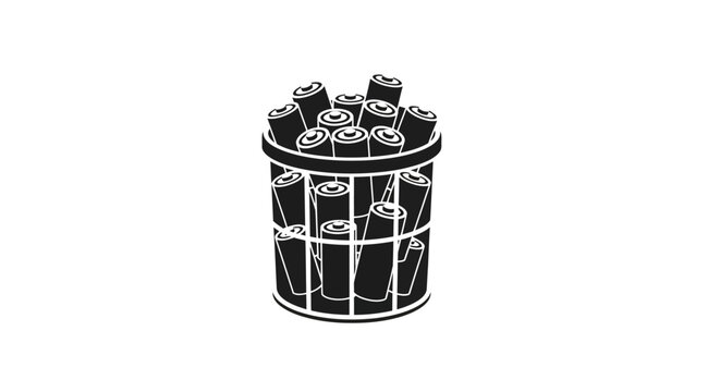 Silhouette of a pile of rolled documents in a basket icon