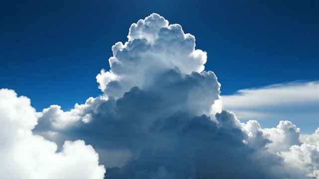Epic Cumulus Cloud Formation Against a Deep Blue Sky Creating a Majestic Scene of Nature's Beauty