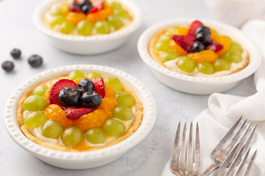 Individual Fruit Tartlets in White Dishes