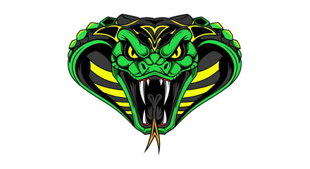 Aggressive Cobra Head Logo, Venomous Snake Face, Fierce Reptile Art