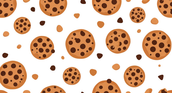 Delicious Chocolate Chip Cookies Pattern, Sweet Baked Goods Background