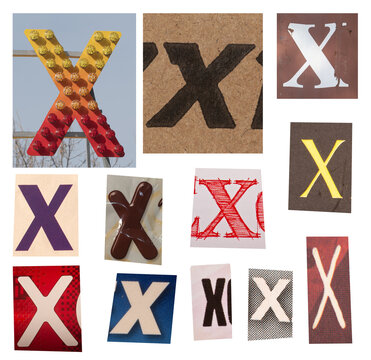 Collage of Letter X Typography, Signs and Textures &ndash; Alphabet Symbols, Vintage and Modern Designs
