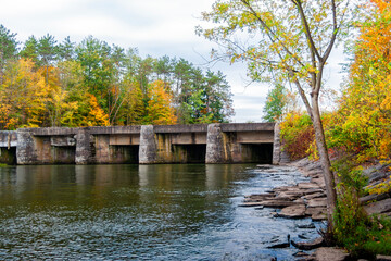 Obraz premium Landscape View of Black River Canal Aqueduct, It's Located North of Rome, New York, and Officially Named as Delta Dam State, and also Visited by Amateur Anglers.