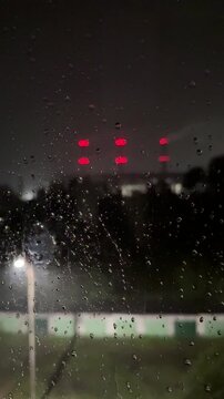 Rainy night on industrial district