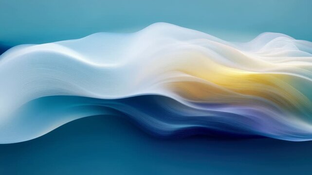 Abstract flowing silk wave ribbons in teal blue gradient background smooth motion loop 60 FPS